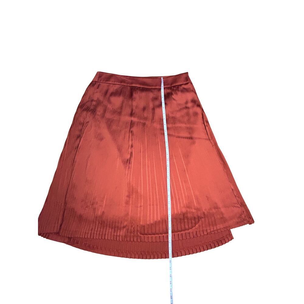 Banana Republic Olivia Palermo Burnt Orange Pleated Midi Wrap Satin Skirt Sz 14 - Picture 5 of 9